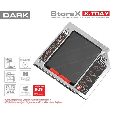 DARK DK-AC-DSOSD9 STOREX X.TRAY NOTEBOOK OPTIK SATA DISK DONUSTURUCU (9.5MM)