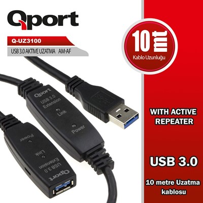 Qport Usb3.0 10Mt Uzatma Kablosu Yenıleyıcı (Q-Uz3100)