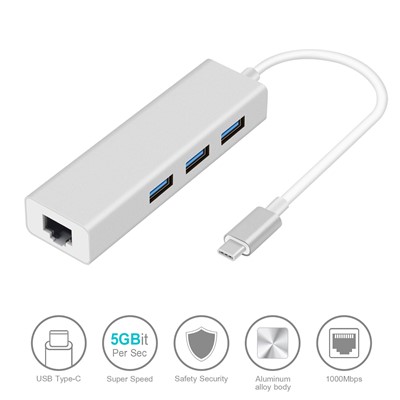 Codegen (Cdg-Cnv85) 3 Port Usb3.0 Rj45 Usb3.1 Type-C Hub Beyaz