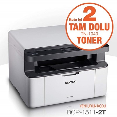 BROTHER DCP-1511-2T LAZER YAZICI TARAYICI FOTOKOPİ USB A4 x2 KUTU İÇİ TONER