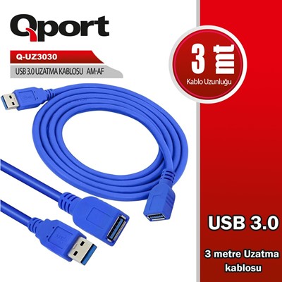 Qport Usb3.0 3Mt Uzatma Kablosu (Q-Uz3030)