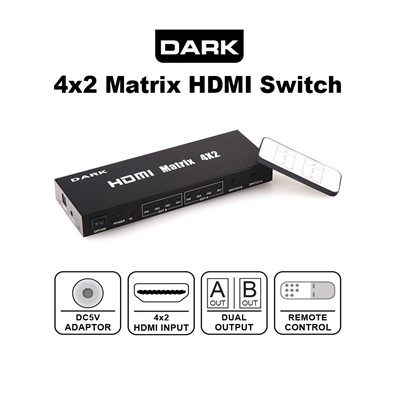 Dark Dk-Hd-Sw4x2 4 In / 2 Out Hdmı Çoklayıcı Matrıx Swıtch