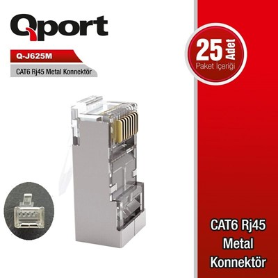 Qport Q-J625m Cat6 Metal Rj45 Konnektör 25'Li