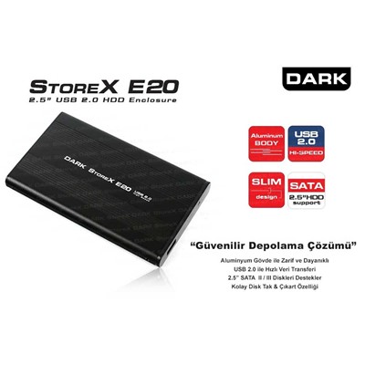 DARK STOREX E20 2.5" USB 2.0 FULL ALUMINYUM SATA DISK KUTUSU