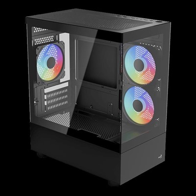 Aerocool Vıewport Mını 3X12cm Fan Usb3.0 Temperlı Cam Sıyah Matx Kasa (Ae-Vport)