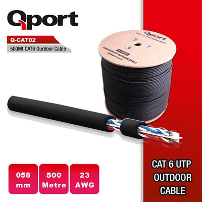 QPORT 500M CAT6 MAKARALI OUTDOOR KABLO SIYAH (Q-CATO2)