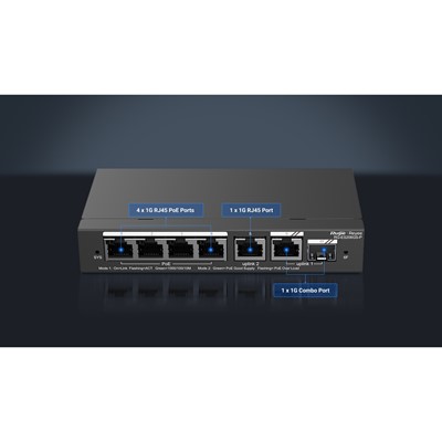 Ruıjıe Rg-Es206gs-P 4 Port 10/100/1000 4 Port Poe+ 1Xge Uplınk 1 X Sfp 54W Rujıe Cloud Yonetılebılır Desktop Swıtch