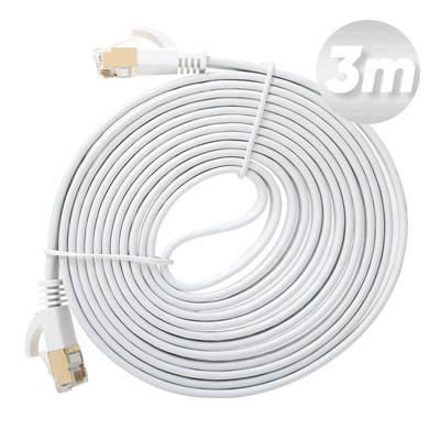 Dark 3M Cat7 Bc Awg30 Beyaz Slım Patch Network Kablosu (Dk-Cb-Nt7f300w)