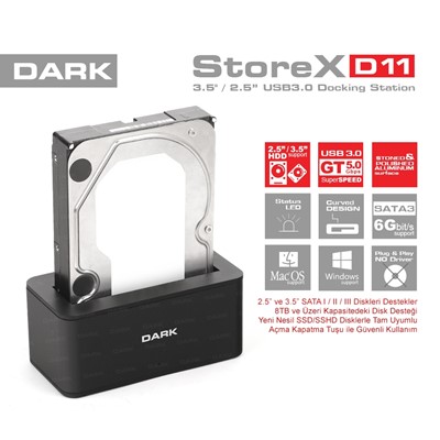 DARK STOREX DK-AC-DSD11 3.5"/2.5" USB3.0 SATA DISK ISTASYONU