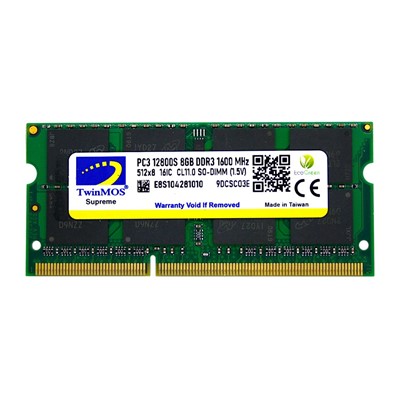 8 GB DDR3 1600MHz TWINMOS CL16 1.5V SODIMM (MDD38GB1600N)