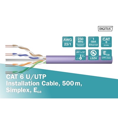 Dıgıtus Dk-1613-Vh-5 500Mt Utp Cat6 Network Kablo Mor 23Awg Lsoh