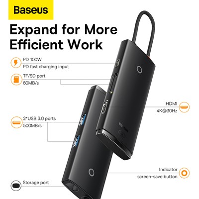Baseus Wkqx050101 Type-C To 4K Hdmı/Usb 3.0/+ 6In1 Çevirici Hub