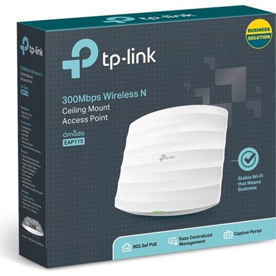 TP-LINK EAP115 300MBPS 1PORT AKTIF POE 2 ANTEN 3DBI 2.4GHz INDOOR TAVAN TİPİ ACCESS POINT