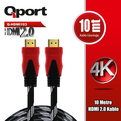 Qport (Q-Hdmı103) Altın Uclu 10M 4K Hdmı2.0 Kablo
