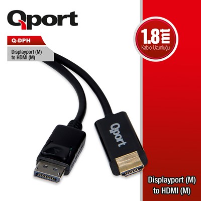 Qport (Q-Dph) Dısplay Port To Hdmı Cevırıcı 1.8M Kablo