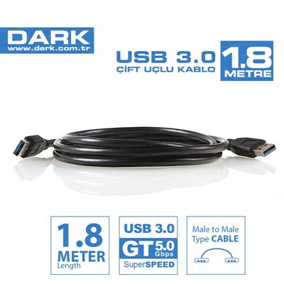 Dark (Dk-Cb-Usb3al180) 1.8M Usb 3.0 Erkek-Erkek Data Kablosu