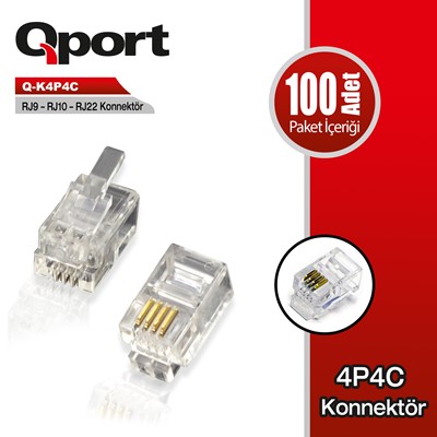 Qport (Q-K4p4c) Rj9/Rj10/Rj22 Konnektor 100 Lu