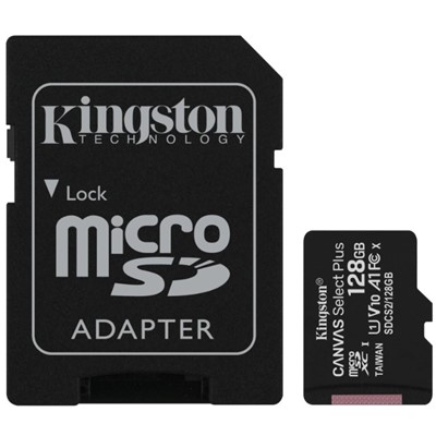 128 GB KINGSTON CANVAS SELECT PLUS MICRO SDHC UHS-1 CLASS 10 100MB (SDCS2/128GB)
