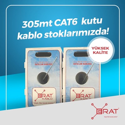 ERAT EDC-250C6ULHG-305 305 MT U/UTP CAT6 LS0H - HELOJEN FREE GRI 250MHZ 23AWG %100 BAKIR