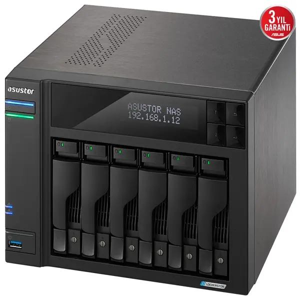 ASUSTOR AS6706T 6 BAY NAS(6X22TB Desteği), 8GB DDR4, M.2 x4, PCIe x1, 2.5GbE x2 DEPOLAMA ÜNİTESİ