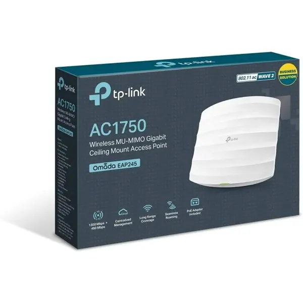 TP-LINK EAP245 AC1750 1PORT POE MU-MIMO DUALBAND INDOOR TAVAN TİPİ ACCESS POINT