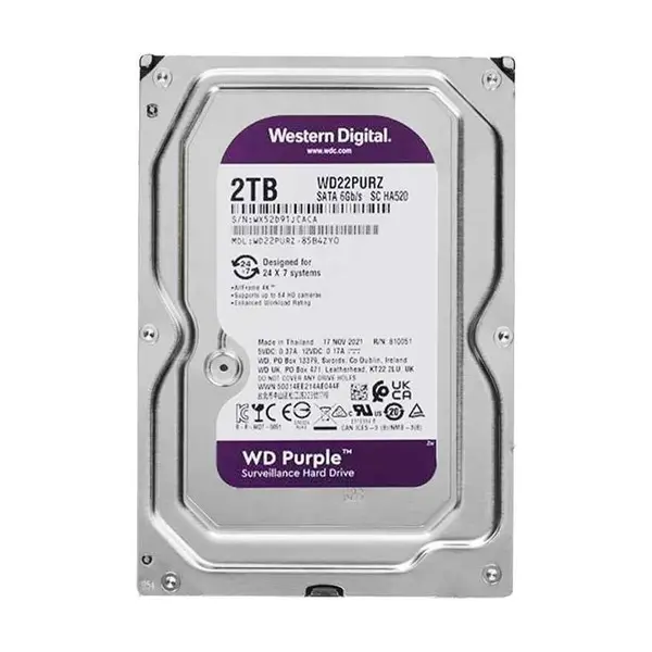 Wd Purple 2Tb 5400Rpm 256Mb Sata3 Wd23purz 7/24 Hdd Resmi Disti Garantili