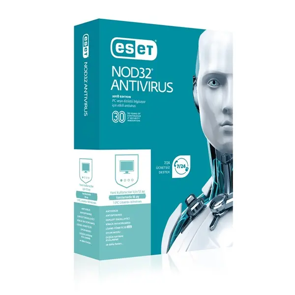 ESET NOD32 ANTIVIRUS KUTU 1 KULLANICI 1 YIL