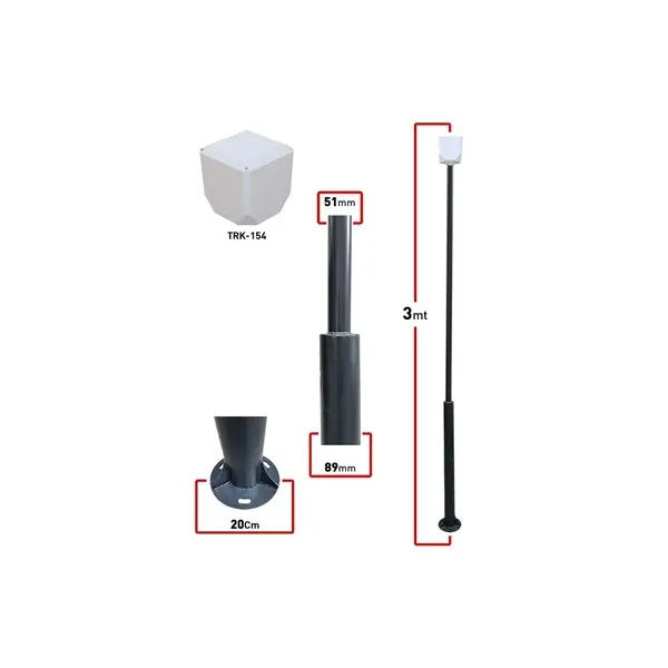 TRK 3 METRE 89x51x2MM (+TRK-154 KÜP İLE BİRLİKTE) KAMERA DİREK 7016 DÜZ MAT ANTRASİT FIRIN BOYALI