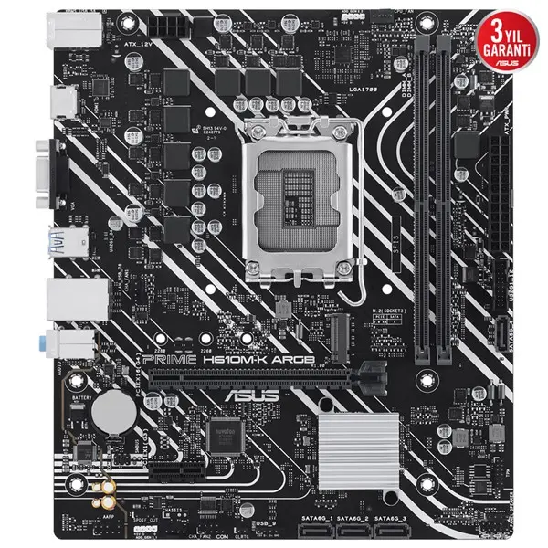 Asus Prıme H610m-K Argb 2Xddr5 Vga/Hdmı 1Xm.2 1Xglan 1700P Anakart