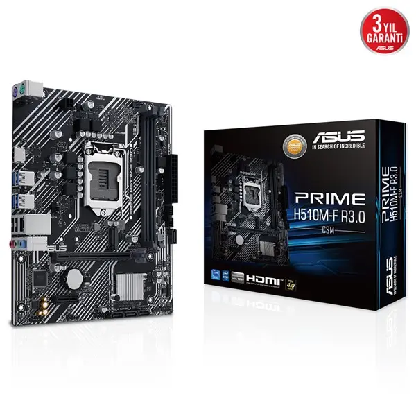 Asus Prıme H510m-F R3.0-Csm 1200P Ddr4 Ses Glan Hdmı Sata3 Usb3.2 Matx