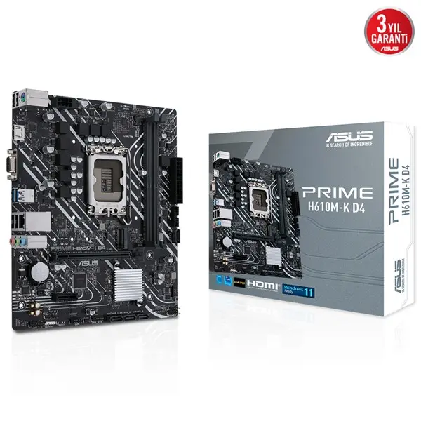 Asus Prıme H610m-K D4 2Xddr4 Vga/Hdmı 1Xm.2 1Xglan 1700P Anakart