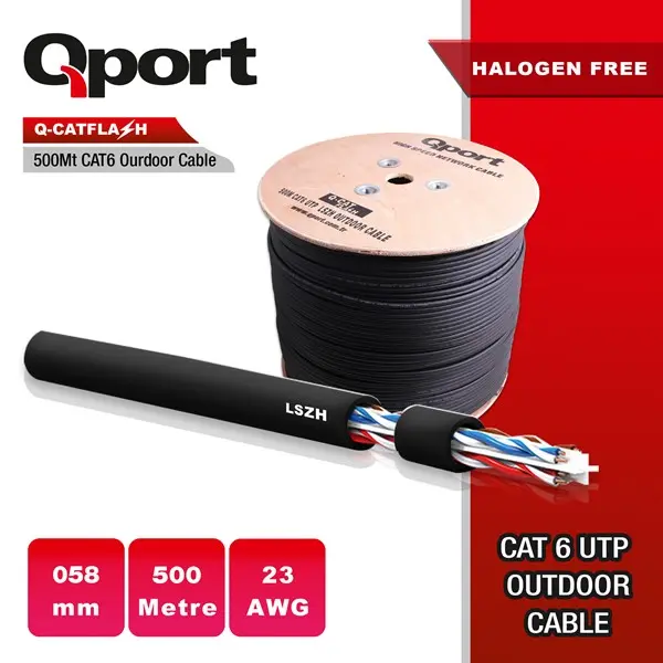 QPORT Q-CATFLASH 500MT CAT6 OUTDOOR LSZH NETWORK KABLO 23 AWG