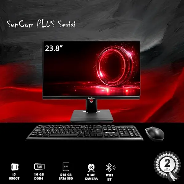 Suncom Plus 6G-P02 I5-6500T 16Gb 512 Ssd 23.8" Fhd Nontouch Free-Dos Sıyah All In One Pc