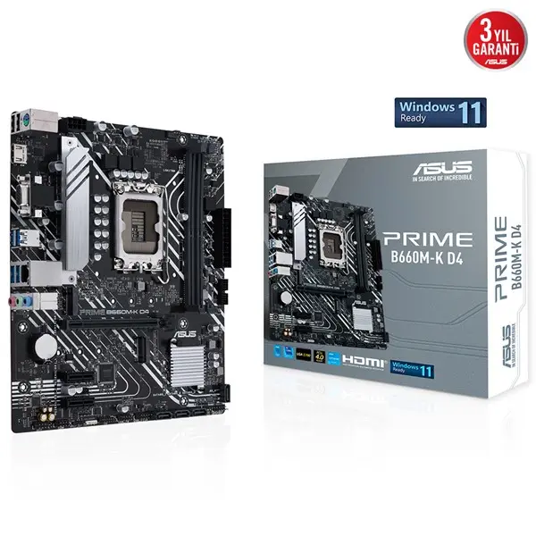 Asus Prıme B660m-K D4 2Xddr4 Hdmı/Vga 2Xm.2 1Xglan 1700P Anakart