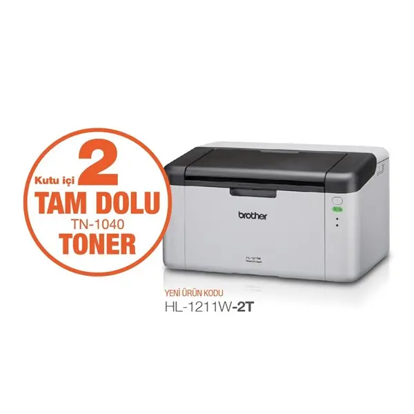 BROTHER HL-1211W-2T MONO LAZER WIFI YAZICI x2 TONER