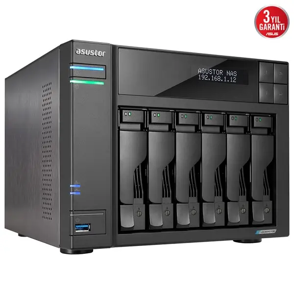 ASUSTOR AS6706T 6 BAY NAS(6X22TB Desteği), 8GB DDR4, M.2 x4, PCIe x1, 2.5GbE x2 DEPOLAMA ÜNİTESİ