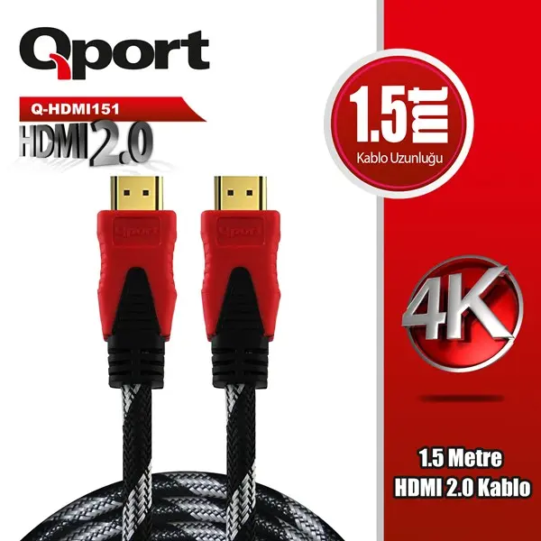 Qport (Q-Hdmı151) Altın Uclu 1.5M 4K Hdmı2.0 Kablo