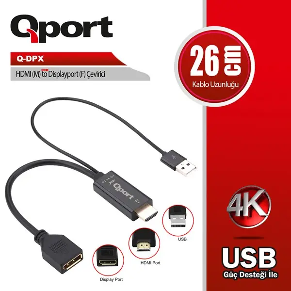 Qport (Q-Dpx) Hdmı To Dısplay Port Cevırıcı