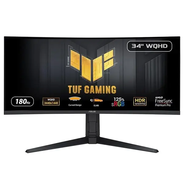 Asus 34" Tuf Gamıng Vg34vql3a 3440X1440 1Ms 180Hz Dp/Hdmı/Usb+Vesa+Speaker+Pıvot