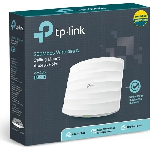 TP-LINK EAP115 300MBPS 1PORT AKTIF POE 2 ANTEN 3DBI 2.4GHz INDOOR TAVAN TİPİ ACCESS POINT