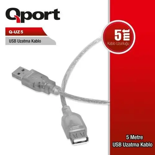 Qport Q-Uz5 Usb 2.0 Usb Uzatma Kablosu 5 Mt