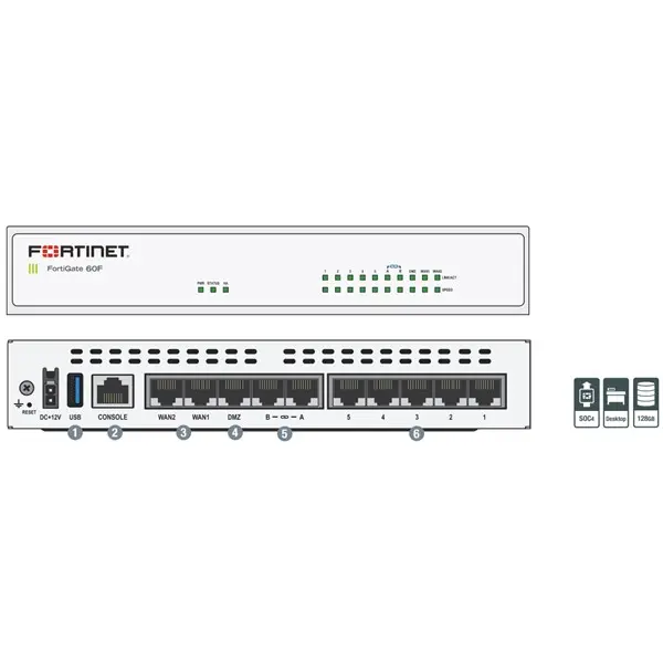 Fortıgate Fg-60F-Bdl-950-12 60F Donanım + 1 Yıl Lisans +1 Yıl Fortılogger 5651 Loglama+Hotspot