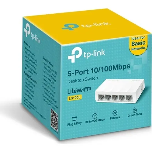 TP-LINK LS1005 5 PORT 10/100 YONETILEMEZ DESKTOP SWITCH PLASTİK KASA