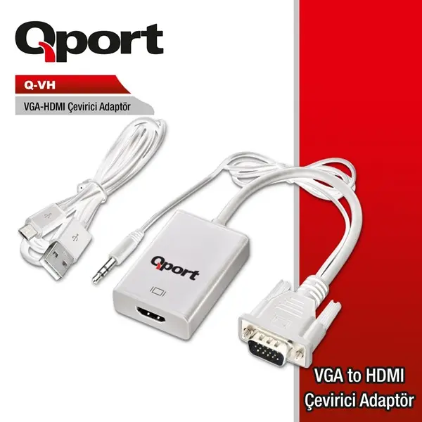 Qport Q-Vh Vga To Hdmı+Ses Çevirici