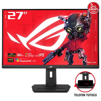 Asus Rog Strıx Xg27acs 27" 1Ms 180Hz Qhd 2560X1440 Dp/Hdmı/Type-C Vesa Pıvot Ips Led Gamıng Monıtor