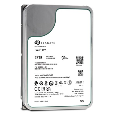 Seagate Exos X22 22Tb 7200Rpm 512Mb Sata3 St22000nm001e Nas Hdd
