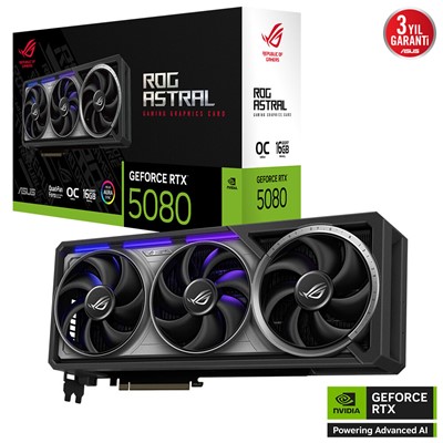 Asus Rog-Astral-Rtx5080-O16g-Gamıng Rtx5080 16Gb Gddr7 256Bit 3Xdp/1Xhdmı