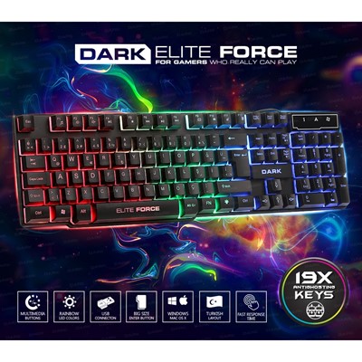 DARK ELITE FORCE MEKANIK HISLI RGB USB KABLOLU Q KLAVYE (DK-AC-GK1000)