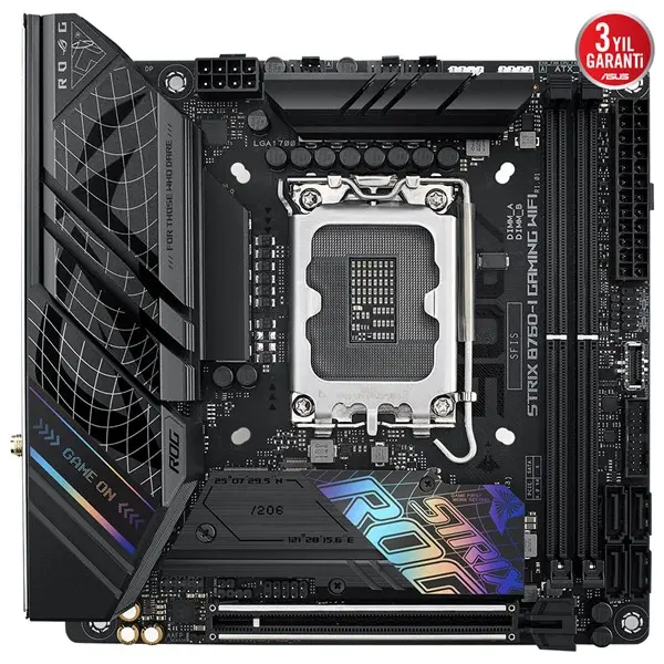 Asus Rog Strıx B760-I Gamıng Wıfı 2Xddr5 Hdmı/Dp 2Xm.2 Glan/Wıfı6/Bt 1700P Anakart