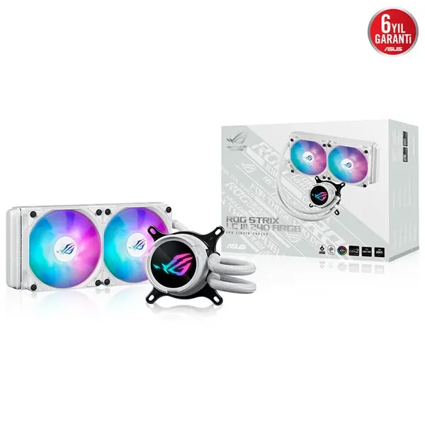 Asus Rog Strıx Lc Iıı 240 Argb Whıte Aura Sync Rgb Fan 240Mm Lga1700/Am4 Soket Sıvı Soğutma